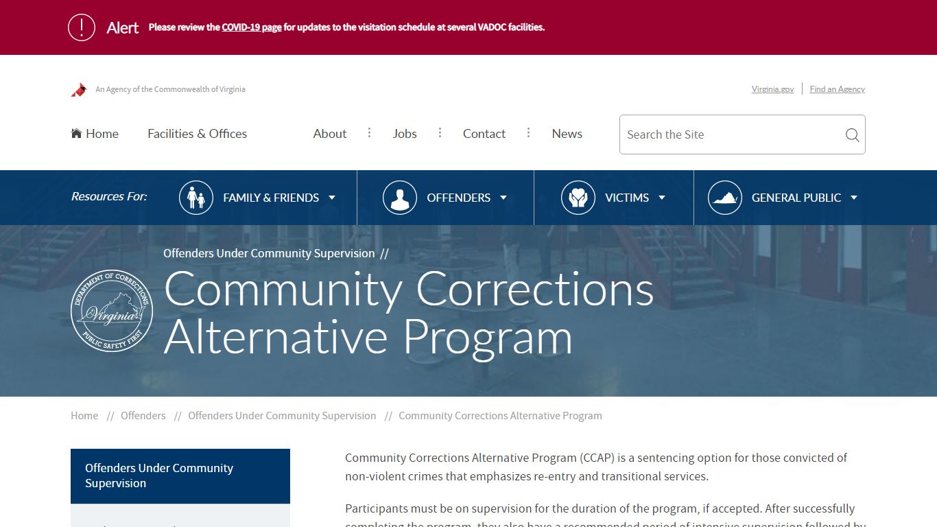 Community Corrections Alternative Program - Virginia Department of ...